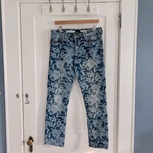 anthropologie Floral Print Blue Women's Jeans for Spring